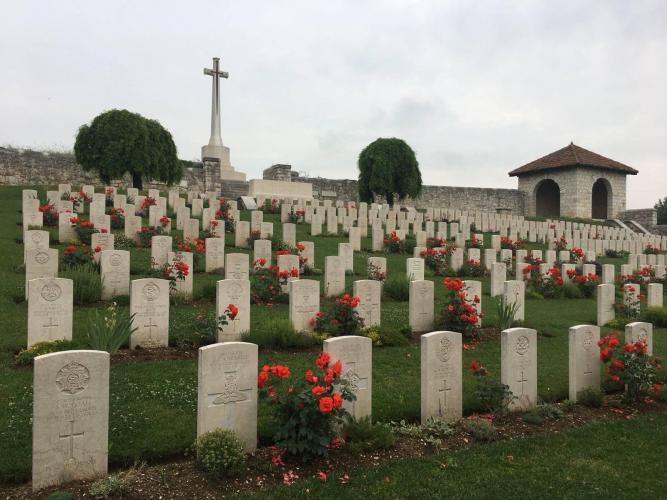 Cimitero fiori rossi