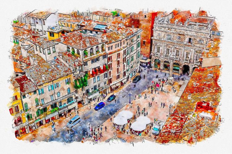 Piazza delle Erbe Drawing